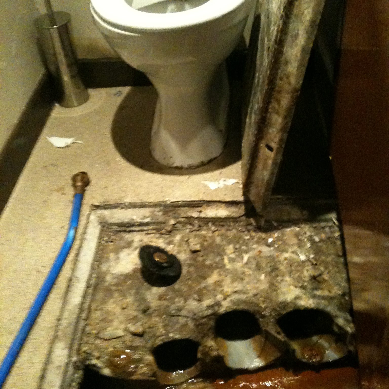 Dug up toilet floor